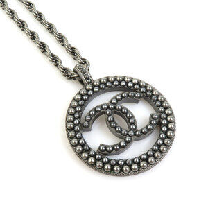 CHANEL Gray Logo Necklace